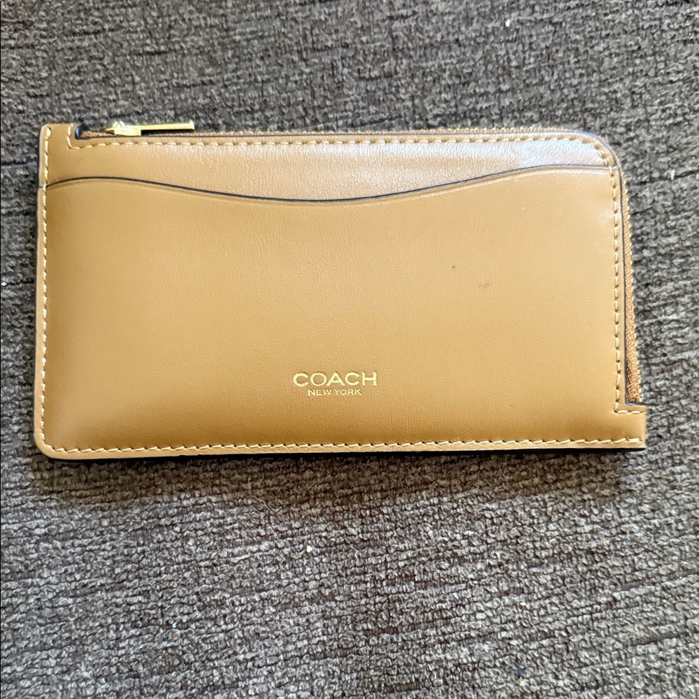 Coach Camel Leather Zip Wallet